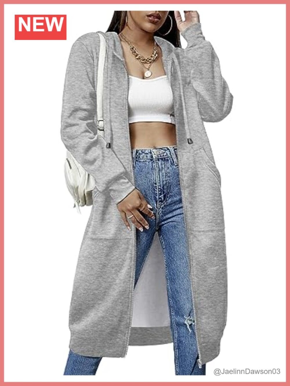 Women's Zip-Up Fleece Hoodie Tunic Sweatshirt Knee Length Long Jacket